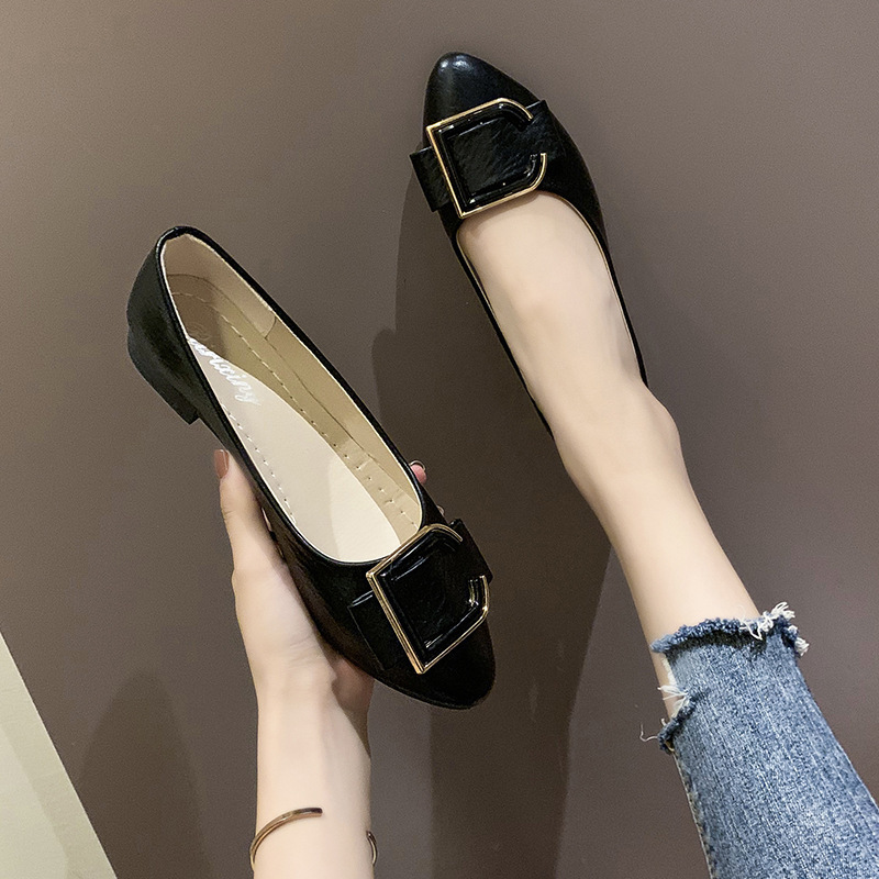 单鞋女 2019秋季新款韩版一脚蹬懒人鞋尖头女鞋浅口一脚蹬懒人鞋