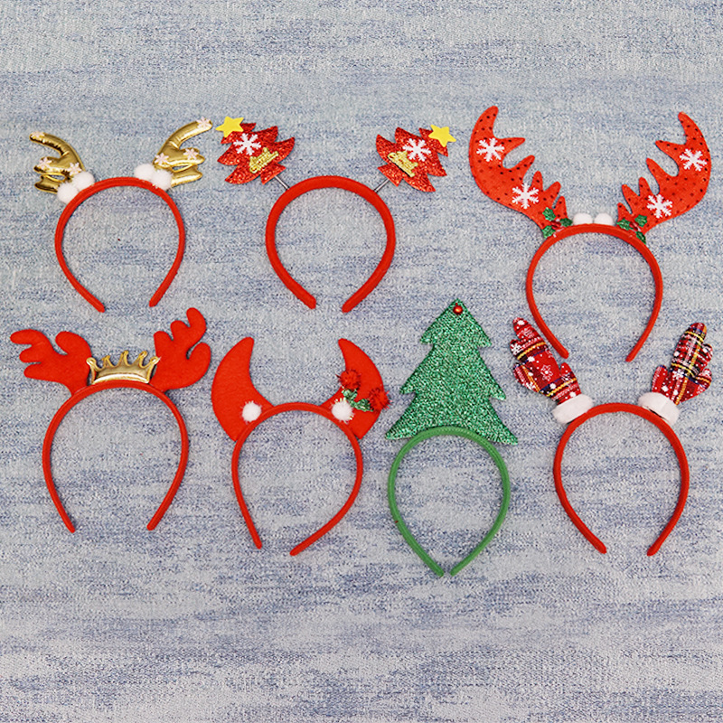 圣诞节装饰用品创意鹿角头扣发箍儿童成人装扮节日派对用品头箍