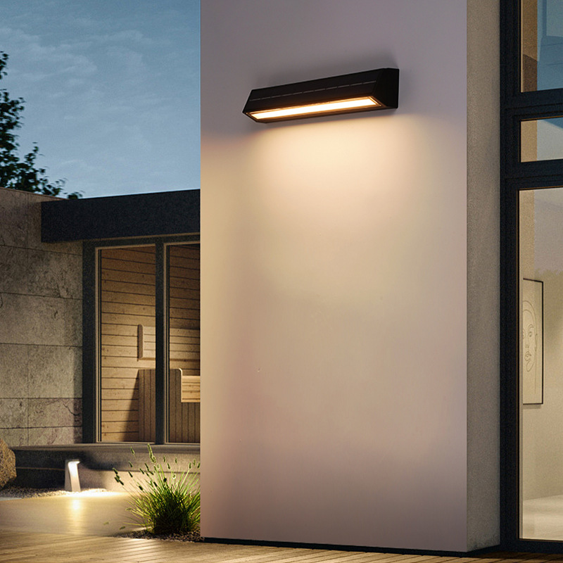 Cross-Border Solar Wall Light Wall Light Villa Courtyard Outdoor Waterproof Shop Door Door Number One Long Strip Light Item Picture