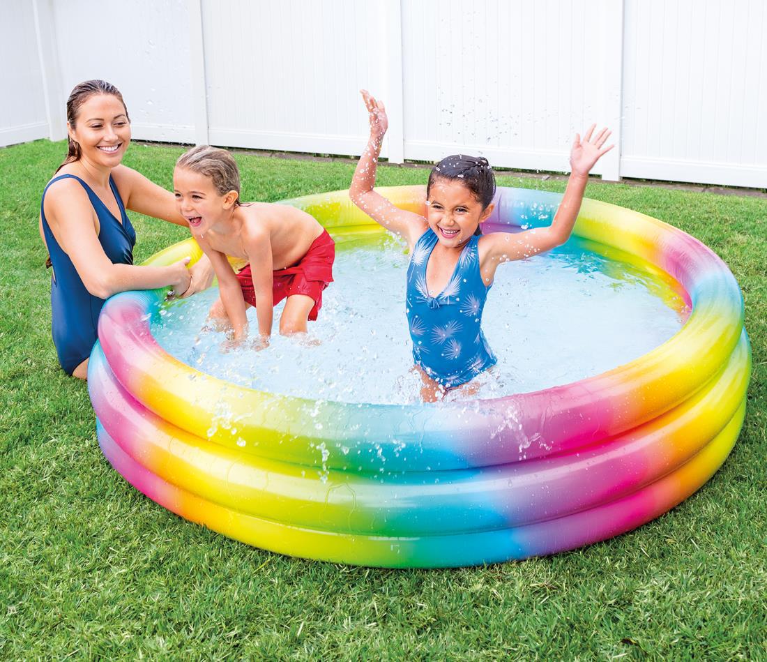 INTEX 58439 حوض قوس قزح كلاسيكي يتألف من ثلاث طبقات، حمام حوض سباحة المحيط