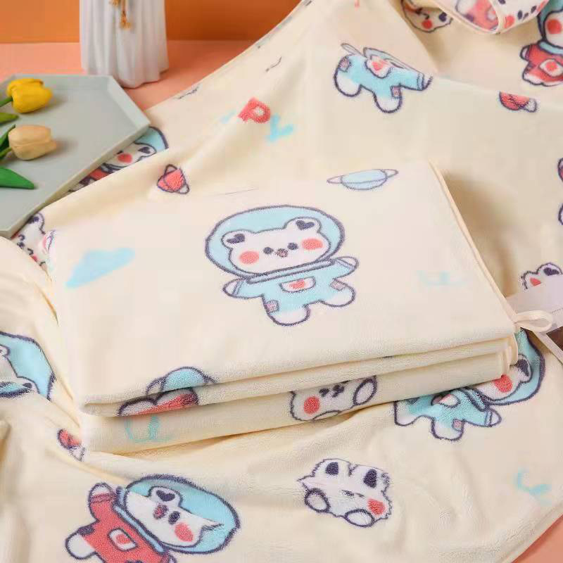 Sweet Sweet Coral Velvet Bath Towel Printed Cute Children Baby Adult Bath Towel Absorbent Soft Hook details Picture