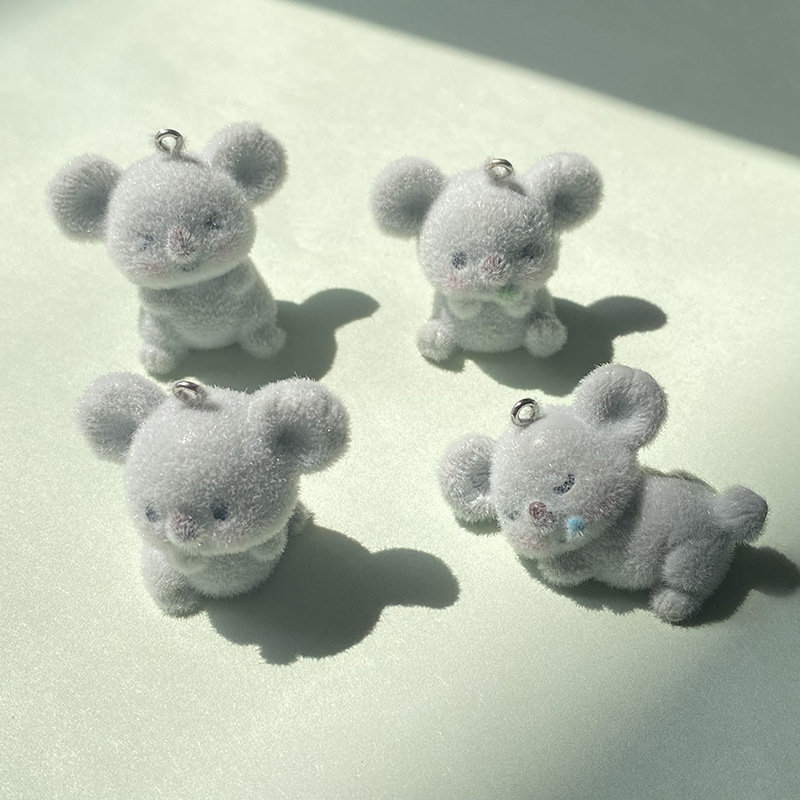 DIY cute plush pet earrings, necklaces and keychains with resin flocking koala animal accessories Item Picture