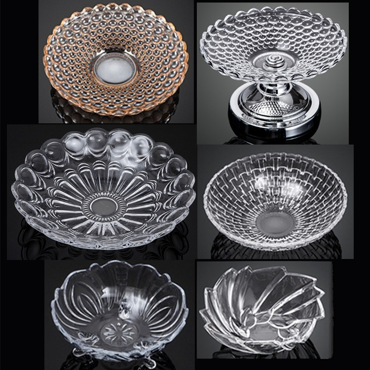 水果盘前台吧台KTV珠点高脚果盘果斗水晶玻璃创意金色果盘糖果盘