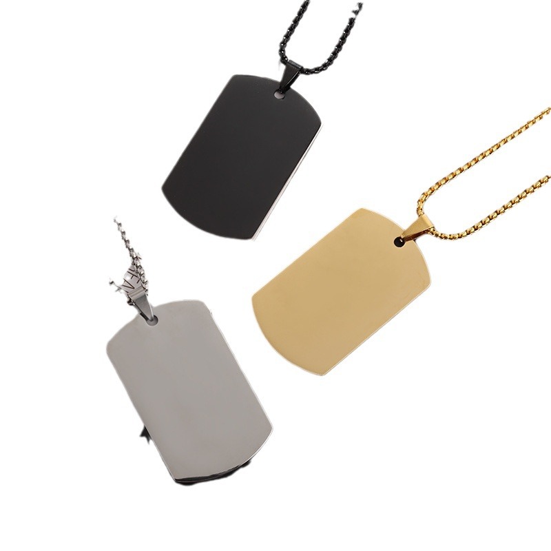 Cross-Border E-Commerce Boom Hot Selling High Polished Dog Tag Necklace Men's Stainless Steel Pendant Necklace Simple Casual Accessories Item Picture