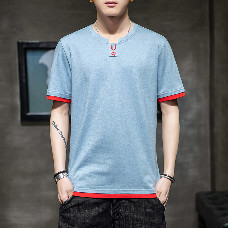 Short-sleeved men's summer solid color basic simple and casual men's loose black half-sleeved T-shirt cotton Application Scenario