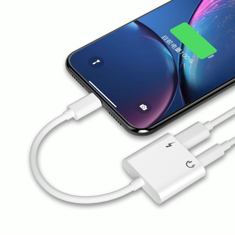 Applicable to Apple phone iphone headphone adapter 2-in-1 3.5mm sound card audio converter cable