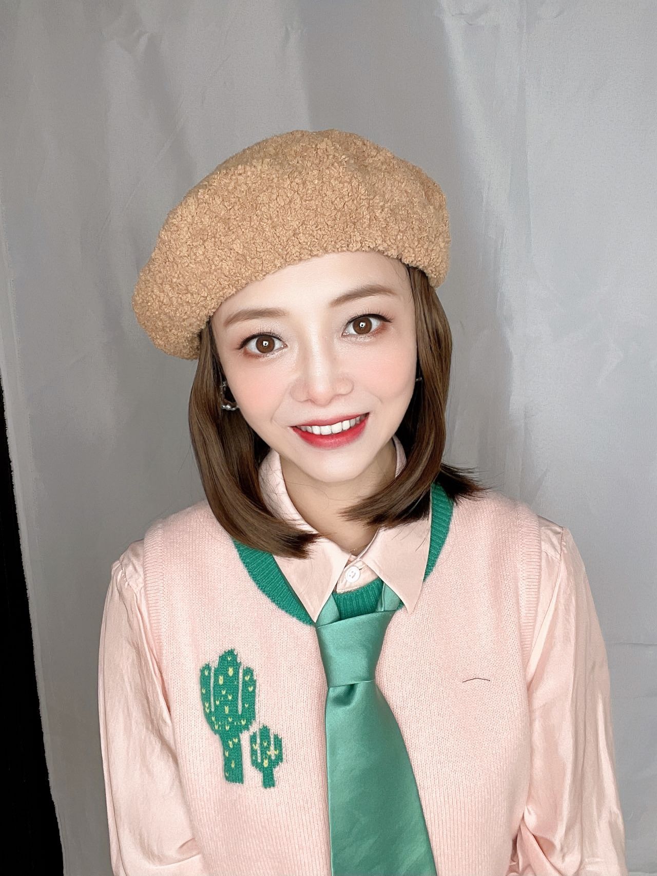 Kailu hair fall/winter lamb hair beret wig integrated Bob hair wheat curls hair can be split for women full figure