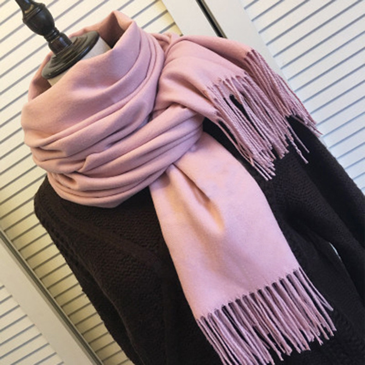 2022 Winter Cashmere Scarf For Women Solid Color Men's Thick Shawl Warm Bib Cashmere Scarf Wholesale Red