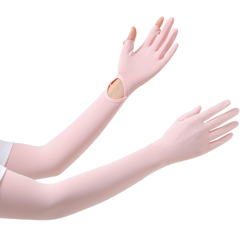 Summer ice silk sun protection arm sleeves for women, UV protection, breathable nylon, outdoor cycling and driving ice arm sleeves wholesale Item Picture