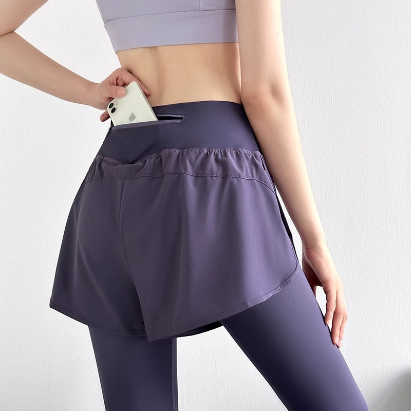 Two sets of yoga pants for women, summer running and fitness wear, high-waisted, hip-lifting, elastic and slimming outdoor sports long pants wholesale Specification image