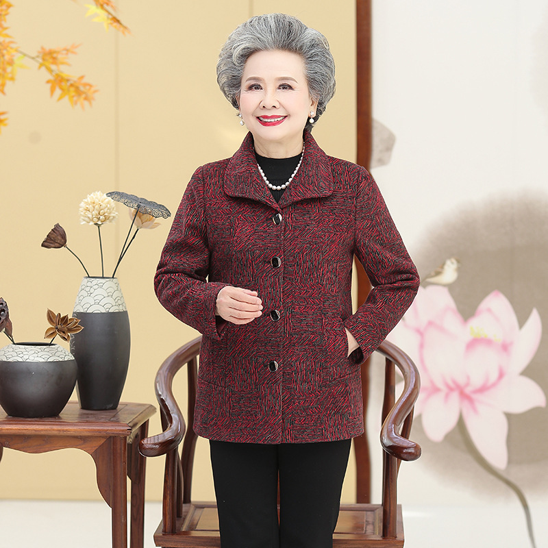 Spring coats for the elderly, women 70 years old, 80 years old, mom and wife, windbreaker, 90 years old, grandma's style, spring and autumn woolen overcoat Application Scenario