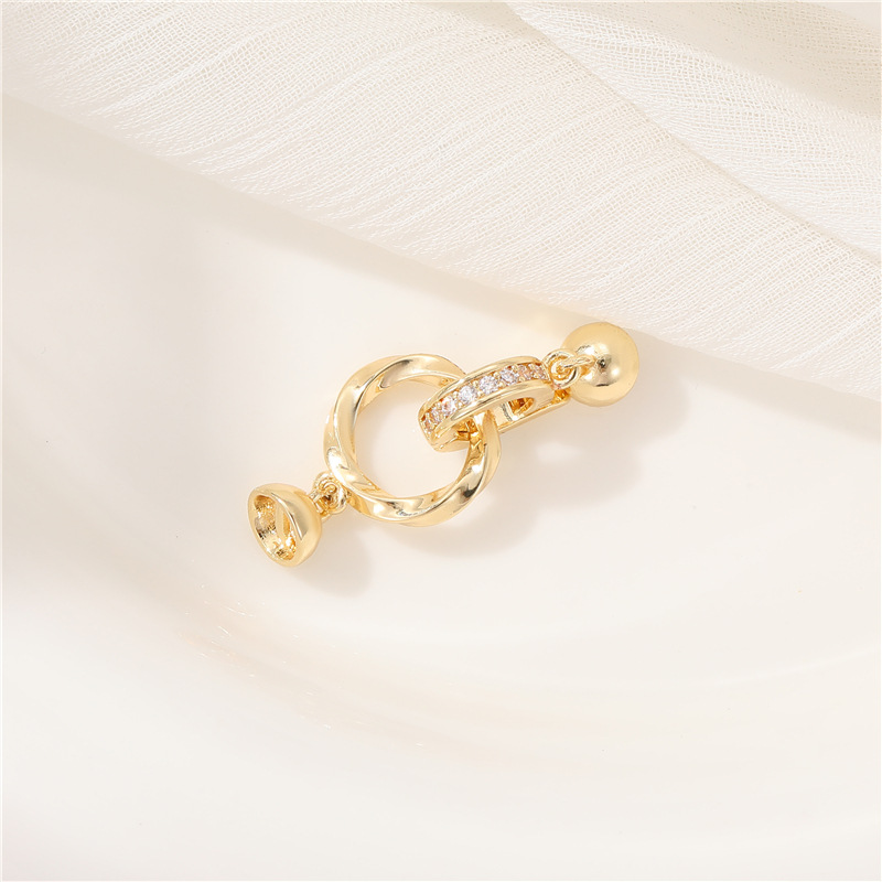 Diy Jewelry Accessories 14K Real Gold Pearl Buckle Zircon Microinset Zircon Clip Love Letter Necklace Finishing Buckle Application Scenario