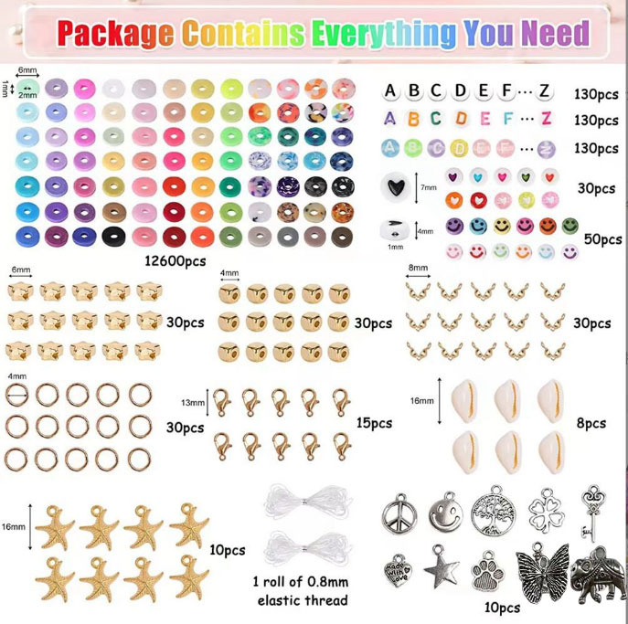 Cross-Border Hot Diy Jewelry Color Polymer Pottery Glass Rice Beads Wholesale Bracelet Necklace Spacer Piece Jewelry Accessories Application Scenario