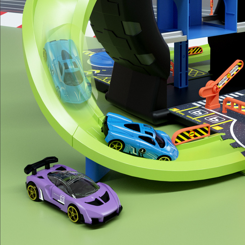 Deformable storage track tire parking lot toy, 3-4 years old children and boys toy car educational toy set, Huaixing 48768 details Picture