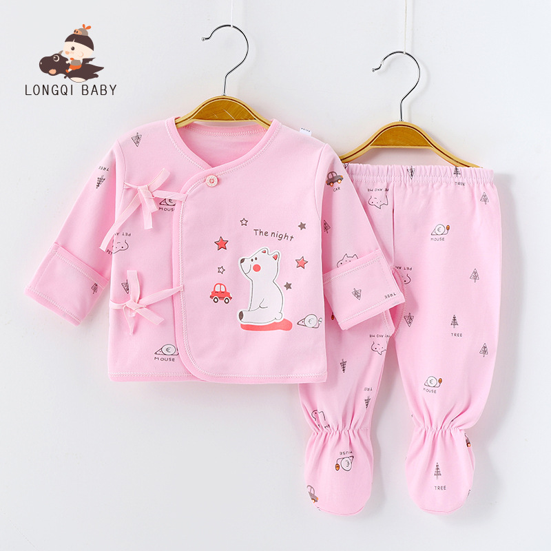 Newborn baby spring, autumn and summer separate foot coverings, 0-3 months old baby monk's clothes, pure cotton details Picture