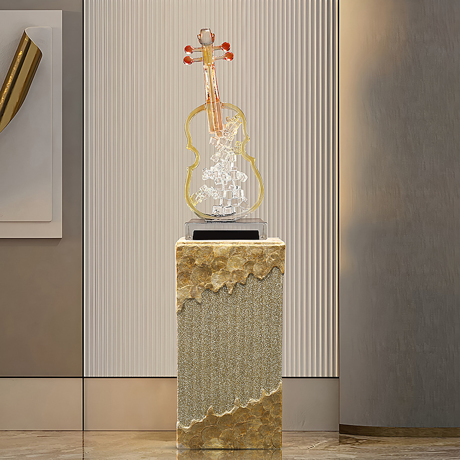 2025 Art violin ornaments, high-end living room floor, light luxury, high-end entrance, TV cabinet, wine cabinet, model room, soft decoration, resin handicrafts, Indian resin handicrafts, ornaments, micro-landscape, shell resin details Picture