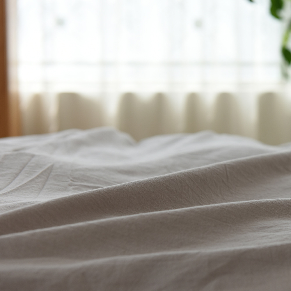 XXP4 Japanese-style pure cotton washed cotton and linen four-piece set, simple and artistic plain color duvet cover, double bed sheet and bedding Specification image