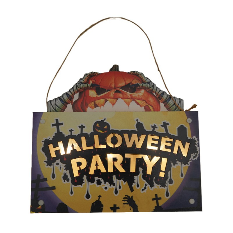 Cross-border new Halloween horror ghost wooden door hanging decoration props jack-o '-lantern crafts Item Picture