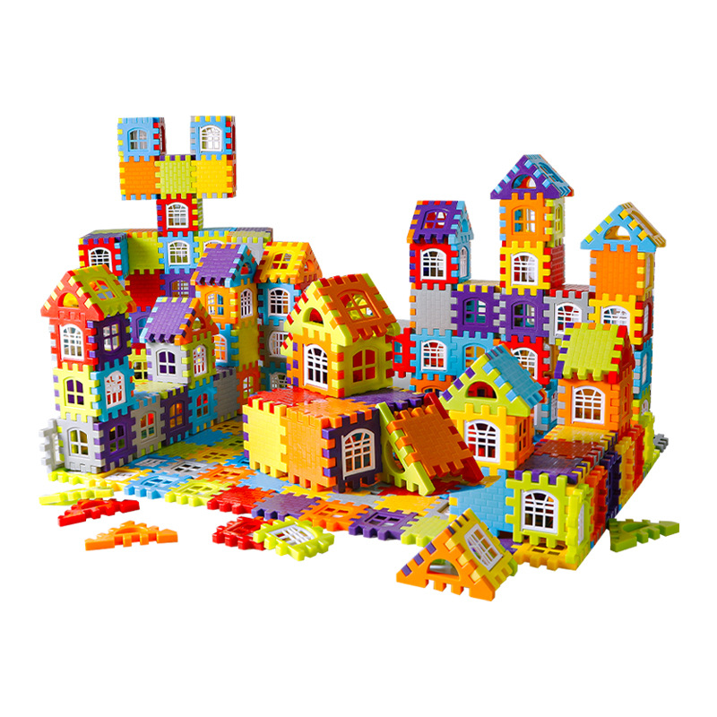Children's house building block toys, educational assembly, 3 to 6 years old, 4 boys and girls, large pieces of jigsaw puzzles Item Picture