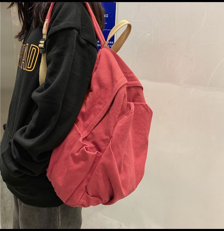 小众帆布书包女新款大容量大学生简约初中复古背包双肩包旅行原宿详情5