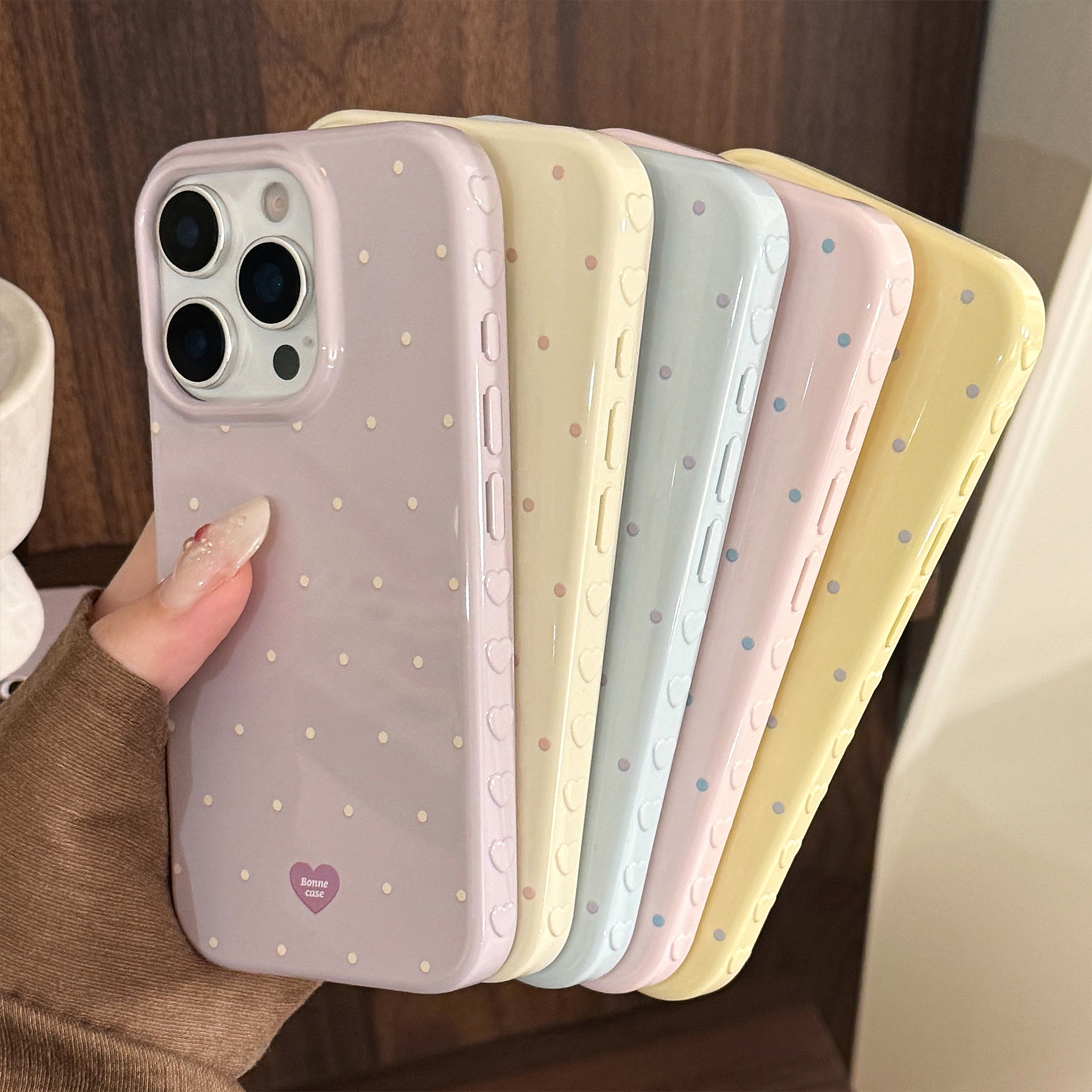 适用苹果16手机壳iphone17撞色简约波点15promax代发14磁吸13清新