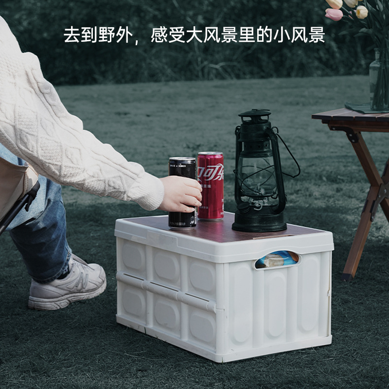 Processing Custom Outdoor Camping Storage Box Folding Box Household Wooden Cover Camping Organizer Car Trunk Application Scenario
