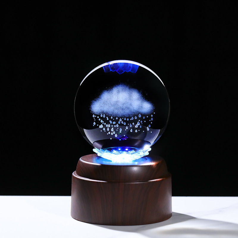3d crystal ball luminous base, engraved ball night light, galaxy solar system creative desktop decoration, student gift Specification image
