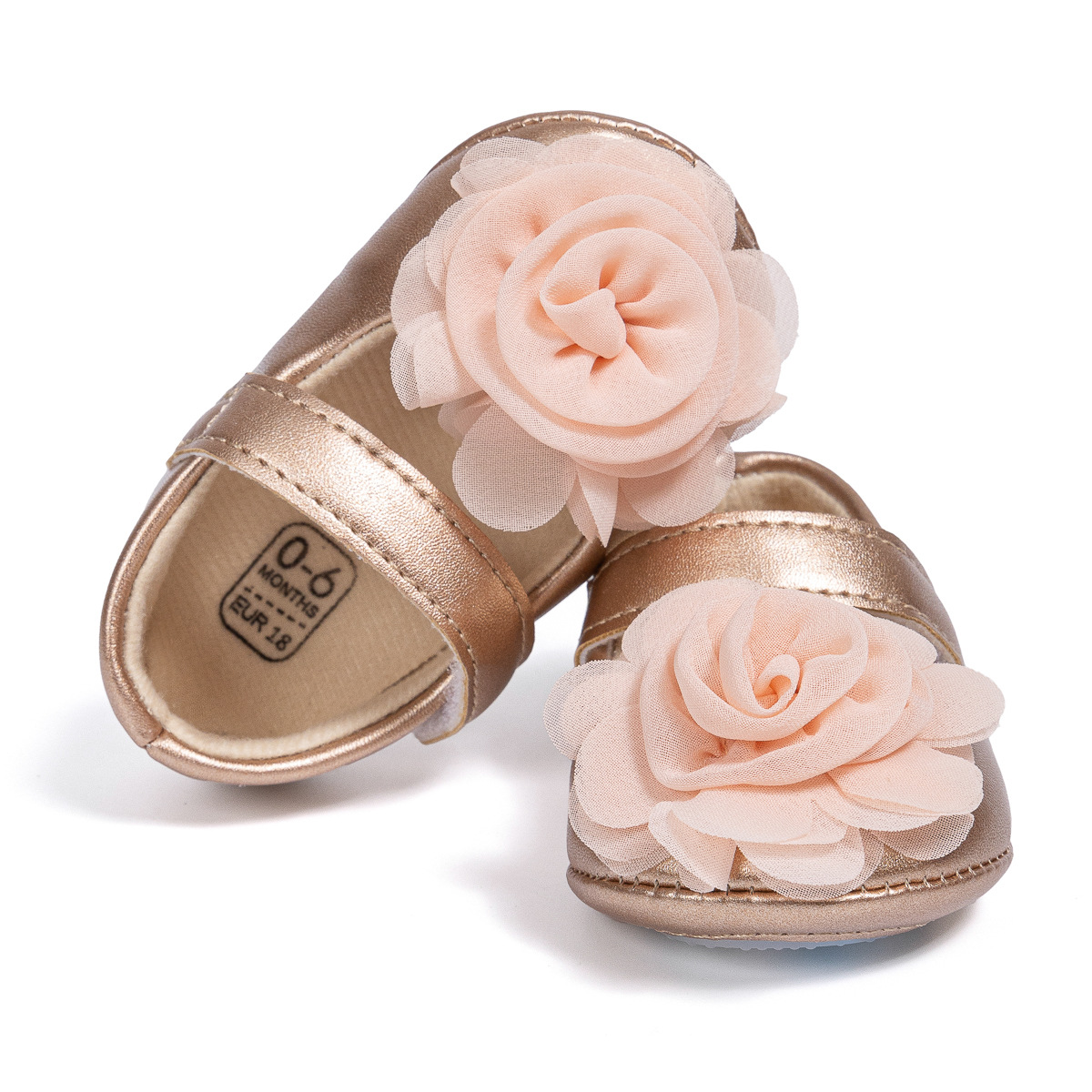 2025春秋新款婴儿鞋公主鞋花朵魔术贴宝宝学步鞋baby shoes