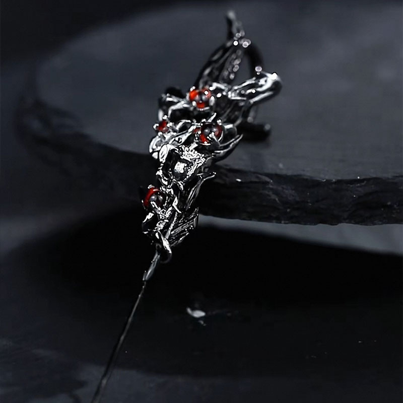 New piercing earlobe personalized design Dark Angel Demon feather diamond ear expansion Love and Deep space peripheral earrings pic 2