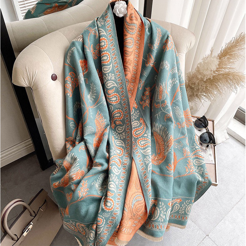 New Scarf Women Spring And Autumn Winter Imitation Cashmere Double Sided Jacquard Fashion Thick Warm Shawl Wholesale Express