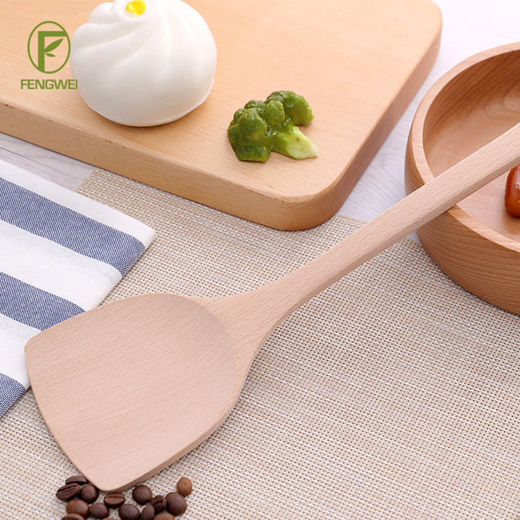 Manufacturers Selling Wooden Spatula Kitchen Utensils High Temperature Resistant Long Handle Cooking Shovel Lacquer Beech Non-Stick Special Wooden Shovel details Picture