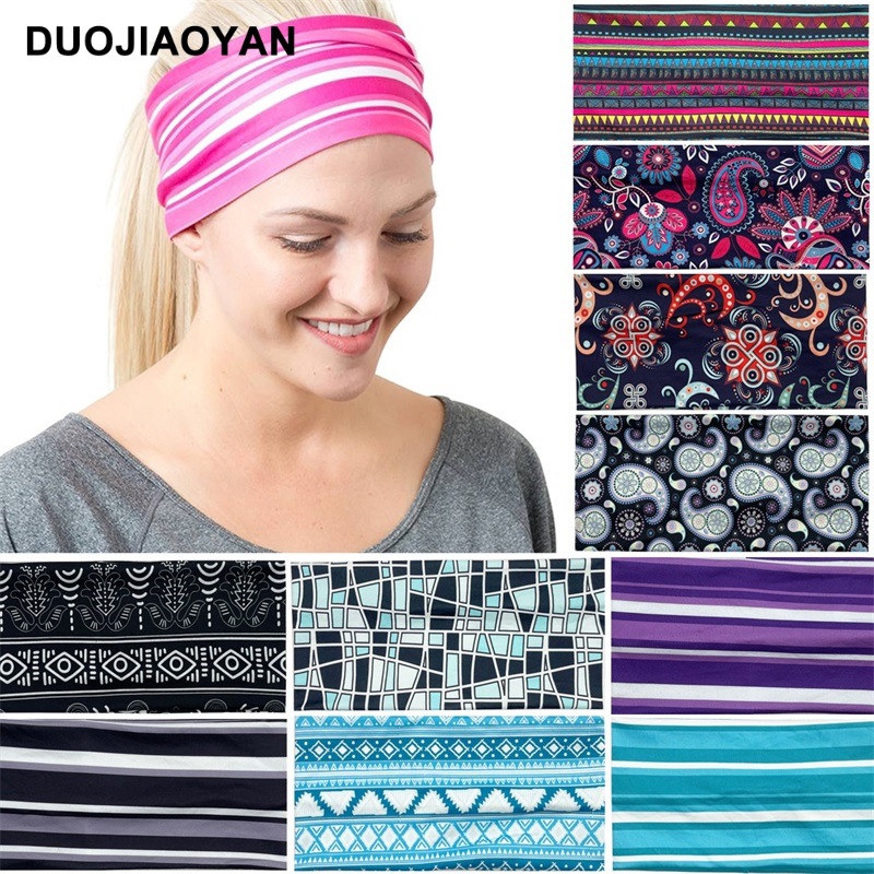 New European and American cashew flower printed hair bands, striped hair ties, elastic hair accessories for women with personality patterns, wholesale for women details Picture