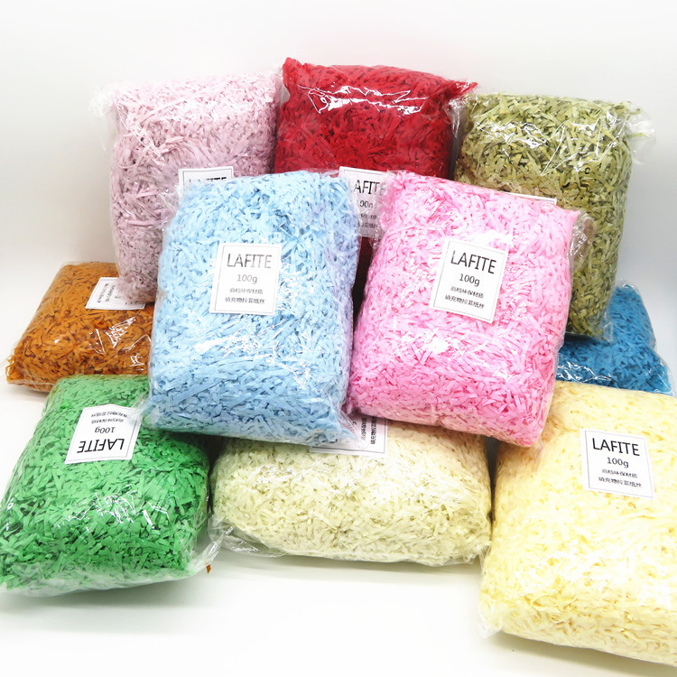 红色批发拉菲草碎纸丝婚庆喜糖礼盒包装填充物粉色礼品装饰100克