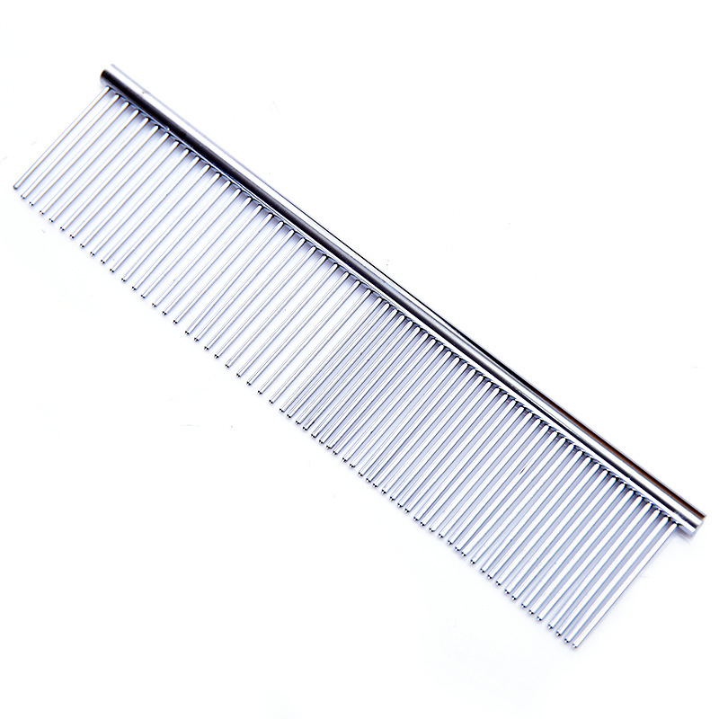 Wholesale stainless steel straight comb for dog cleaning and grooming, a dual-purpose hair and lice removal tool comb for pets details Picture
