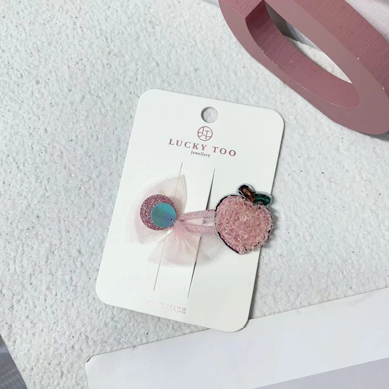 Lt10197 Korean Handmade Beaded Fruit Series Sweet Salsa Bow Tie Hair Clip Specification drawing