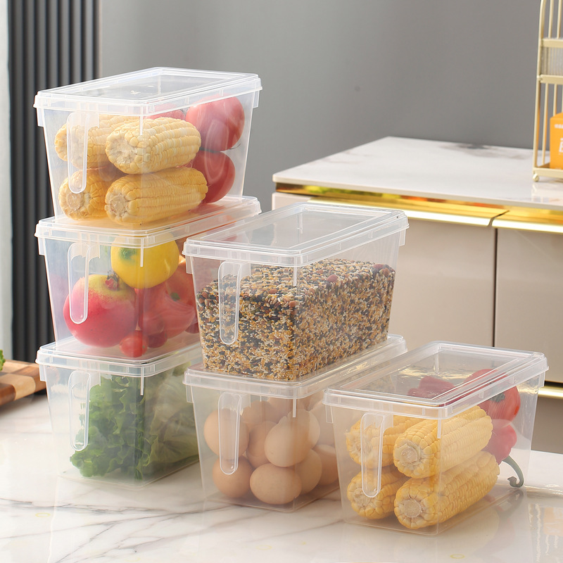 厨房家用冰箱收纳盒保鲜冷冻食品盒透明带盖长方形储物果蔬食品盒