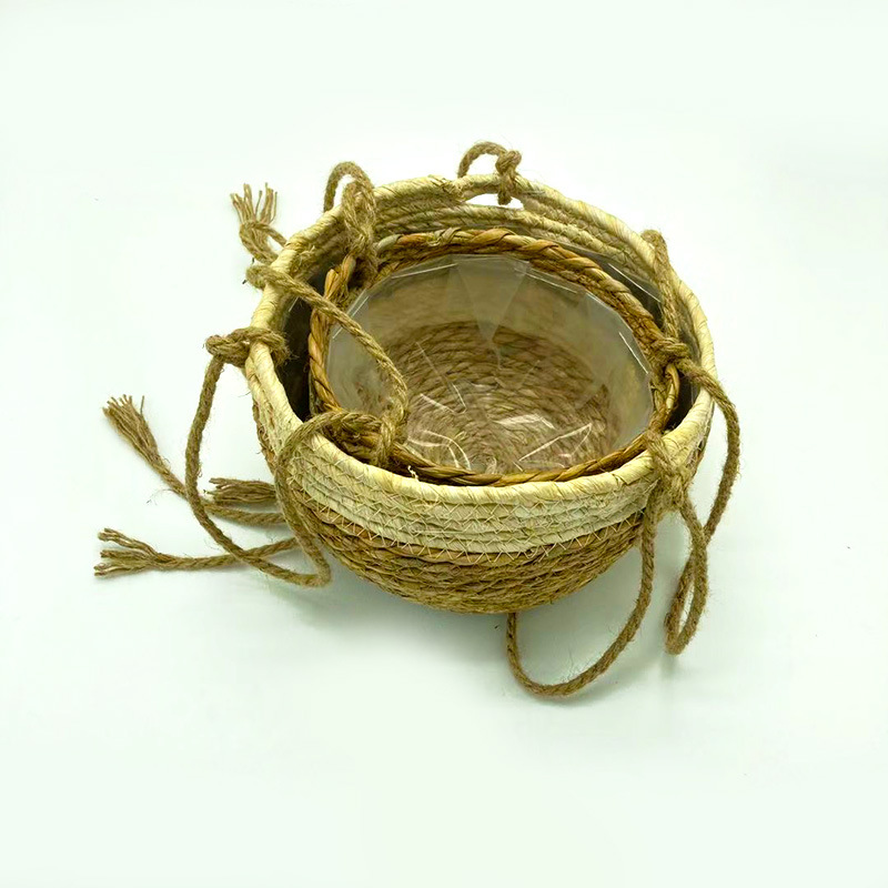 Manufacturers Directly For Hand-Woven Hanging Basket Pot Hanging Garden European Creative Cotton Rope Hanging Basket Potted Grass Pot Specification drawing