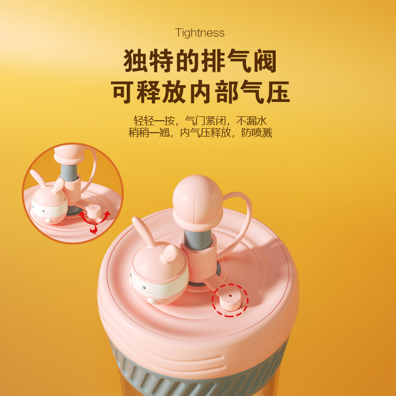 G369公仔吸管杯女生超萌高颜值便携可爱水杯儿童果汁牛奶搅拌杯子细节图