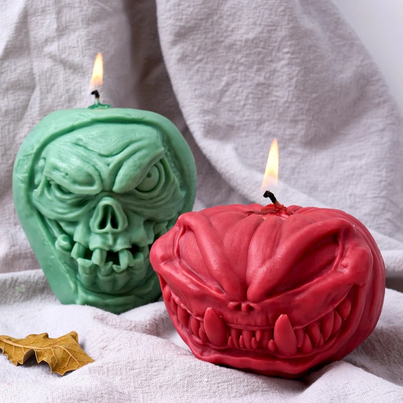 Cross-border horror pumpkin skull Halloween scented candle Silicone mold ornament Scented plaster drip glue