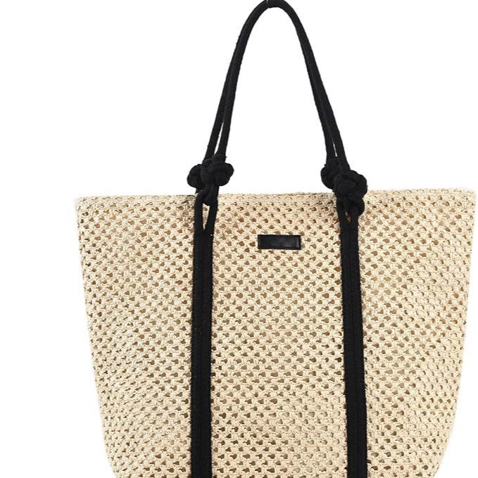 Straw beach bag, summer woven tote bag, large single-shoulder woven handbag, straw bag, women's vacation bag Item Picture