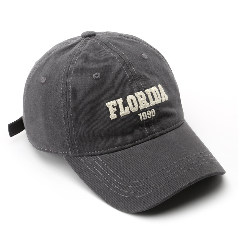 Japanese-style retro women's spring and autumn washed cotton letter embroidered baseball cap, outdoor men's sun protection and shade baseball cap Specification image