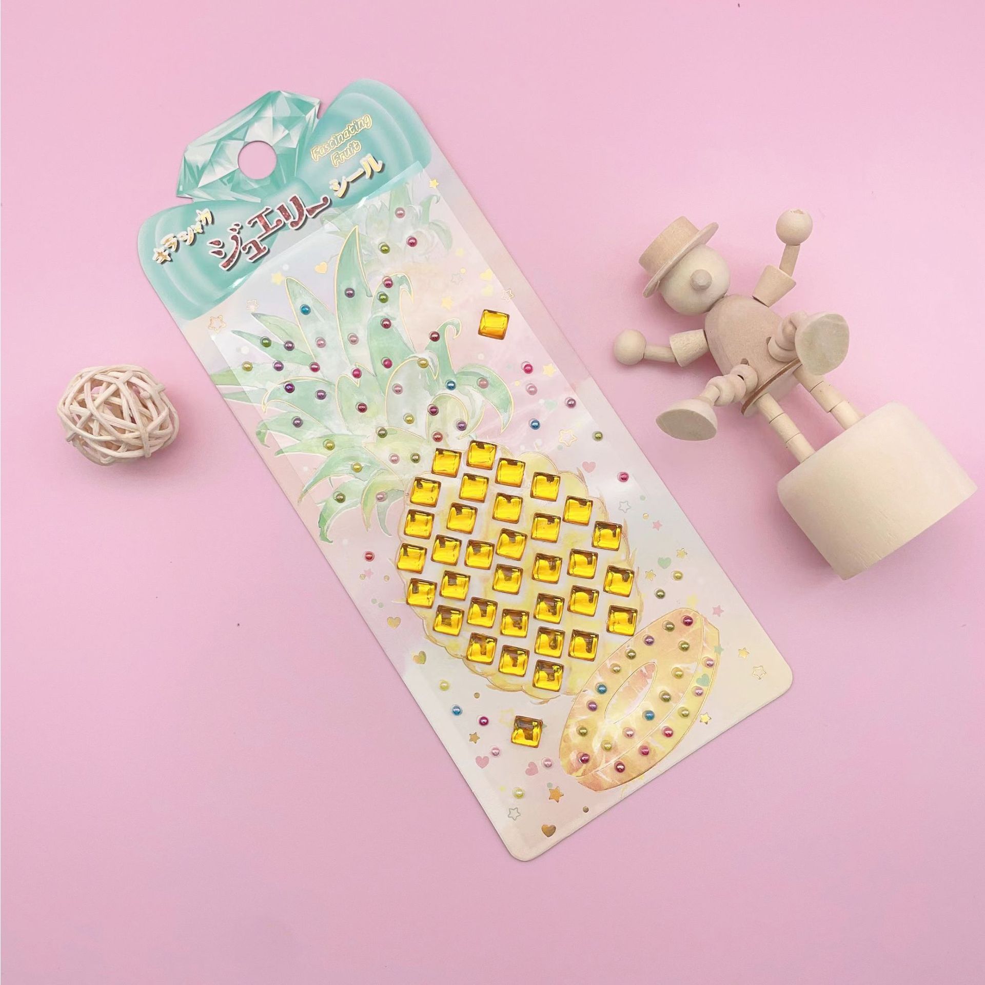 直销DIY创意钻石贴水果亚克力手机贴纸批发幼儿园奖励节日礼品