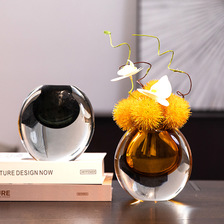 琉璃花瓶轻奢样板房软装饰客厅摆件桌面插花艺创意彩色玻璃花器