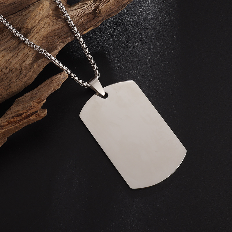 Cross-Border E-Commerce Boom Hot Selling High Polished Dog Tag Necklace Men's Stainless Steel Pendant Necklace Simple Casual Accessories details Picture
