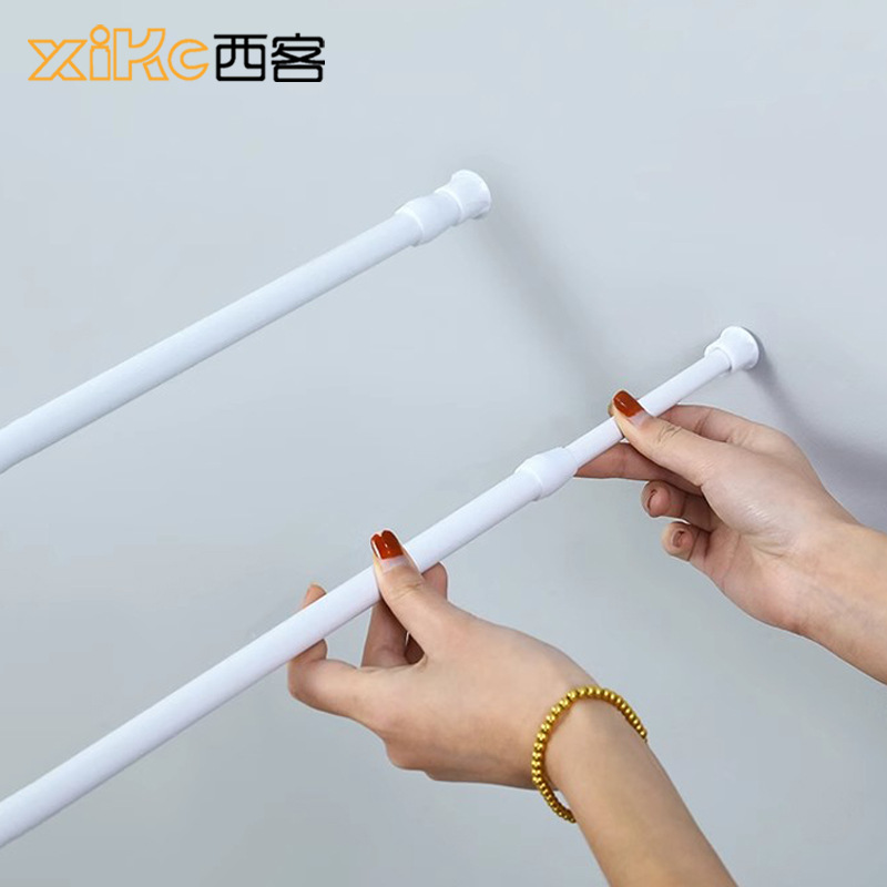 免打孔伸缩窗帘杆多功能浴帘杆晾衣杆厨房挂件杆批发衣柜撑杆厂家