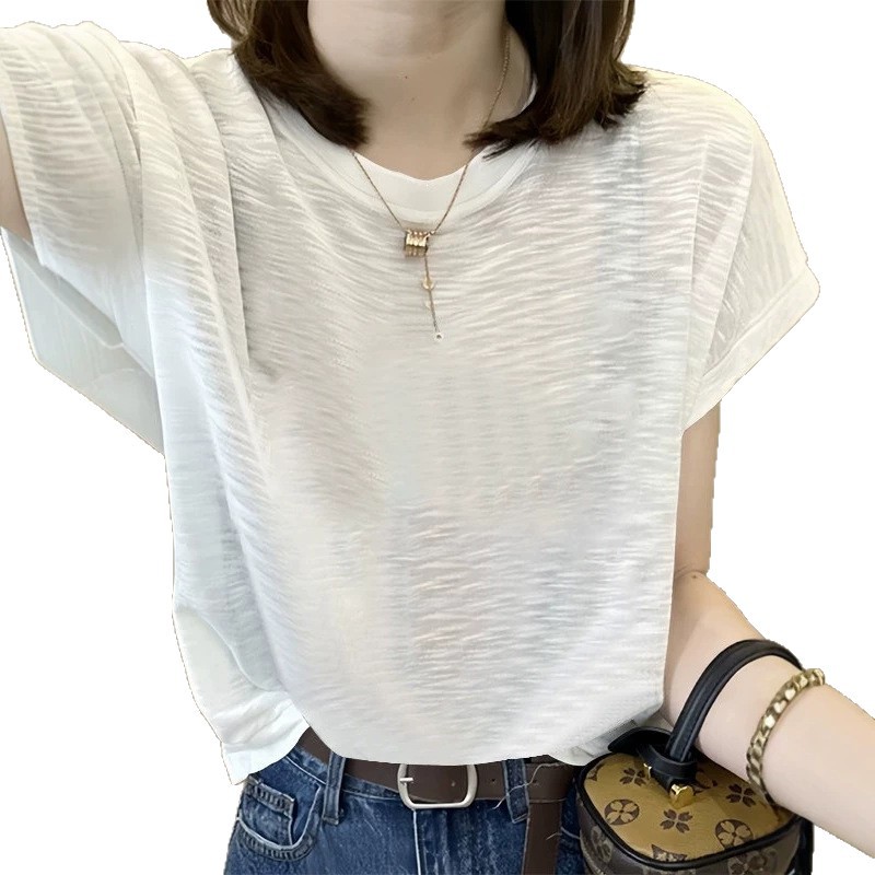 2026 Summer New loose and slimming cartoon print T-shirt, ins Korean style versatile bamboo cotton women's short-sleeved top Item Picture