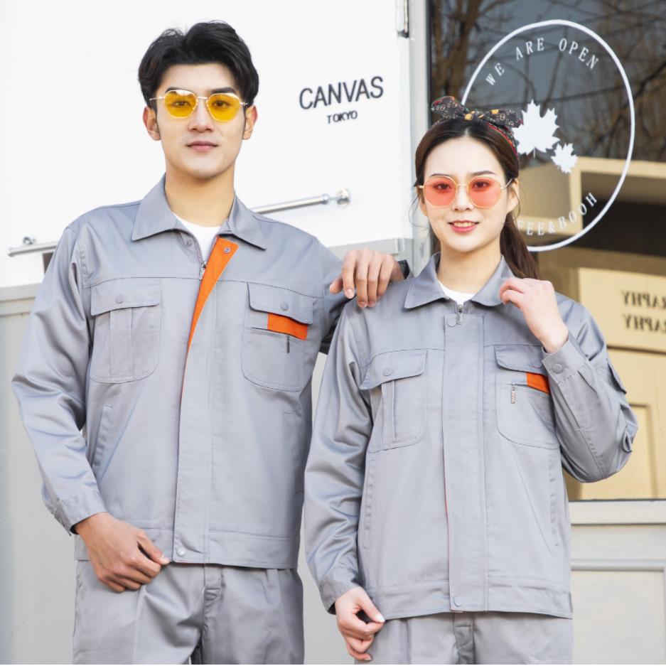 Spring and Autumn wear-resistant work clothes set for men, construction site auto repair engineering uniforms, work clothes wholesale, welder uniforms, jackets, labor protection clothing Specification image