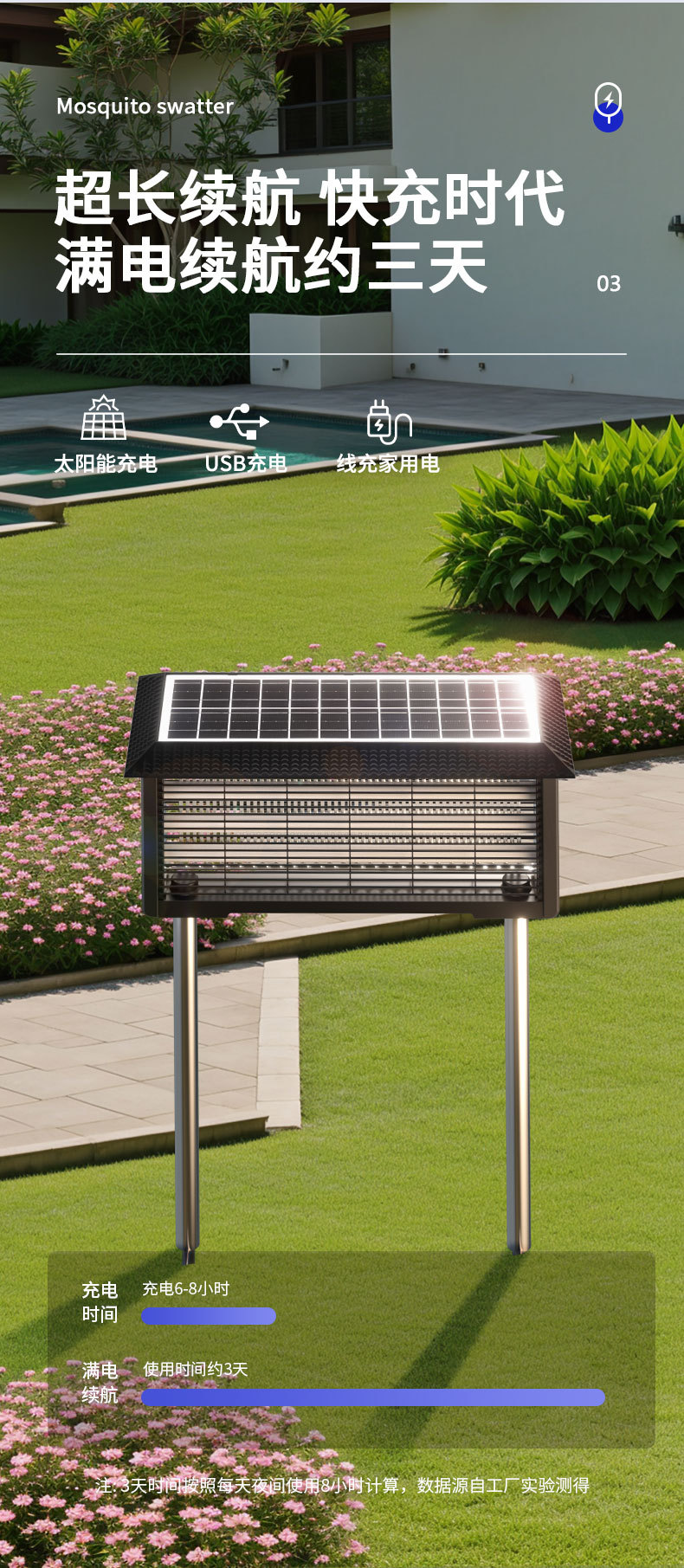 厂家直供笆笆啦户外灭蚊灯自动诱蚊太阳能室外家用养殖场用灭虫灯详情10