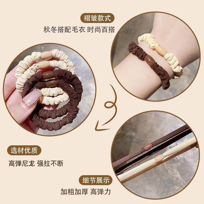 New Korean-style high-elasticity forest-style hair band, women's tie, durable rubber band, high ponytail intestinal band hair accessory with a high-end feel details Picture