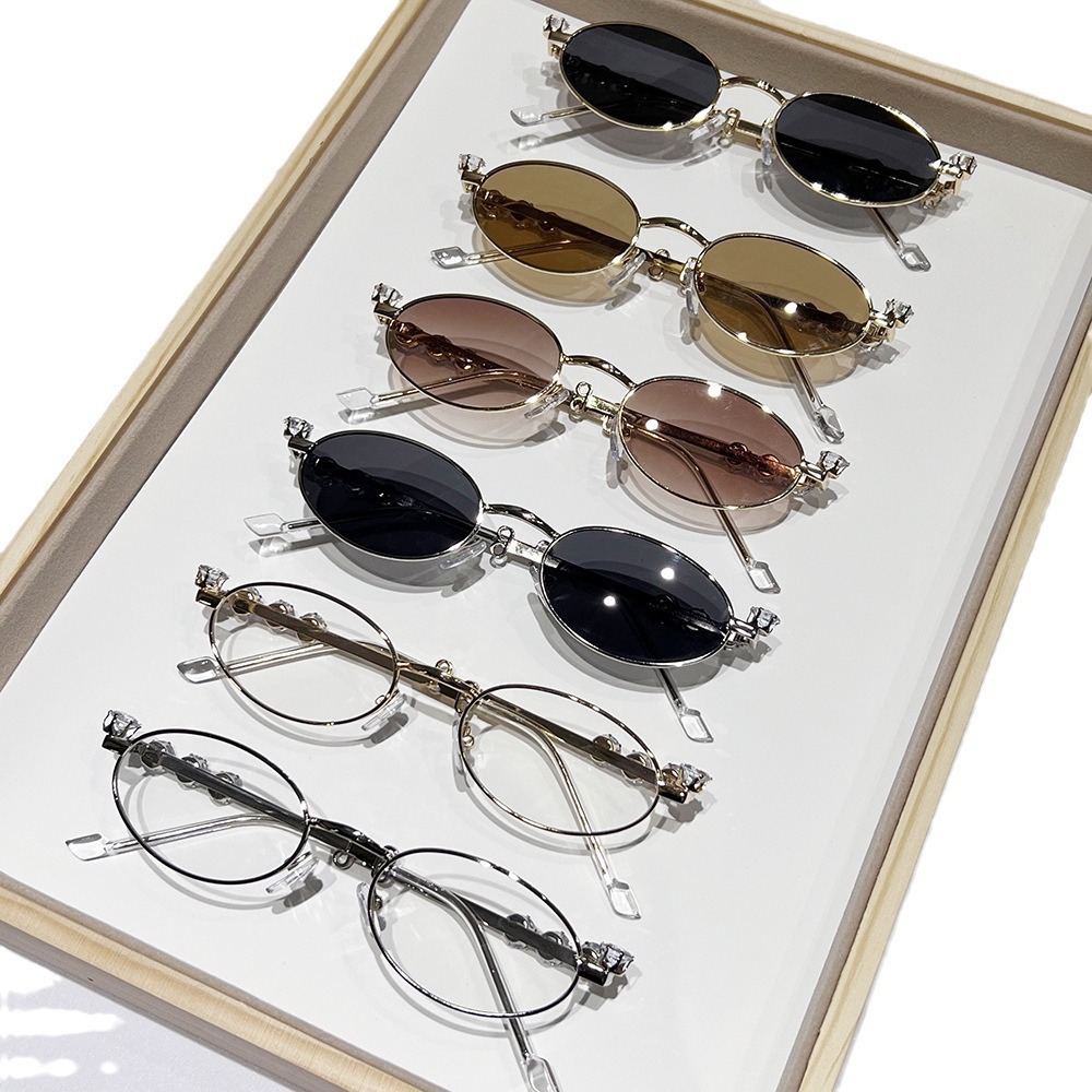 2024 InS-style gm collaboration on Xiaohongshu sunglasses: Women's sunglasses, men's diamond oval y2k, Internet celebrity's natural look Item Picture